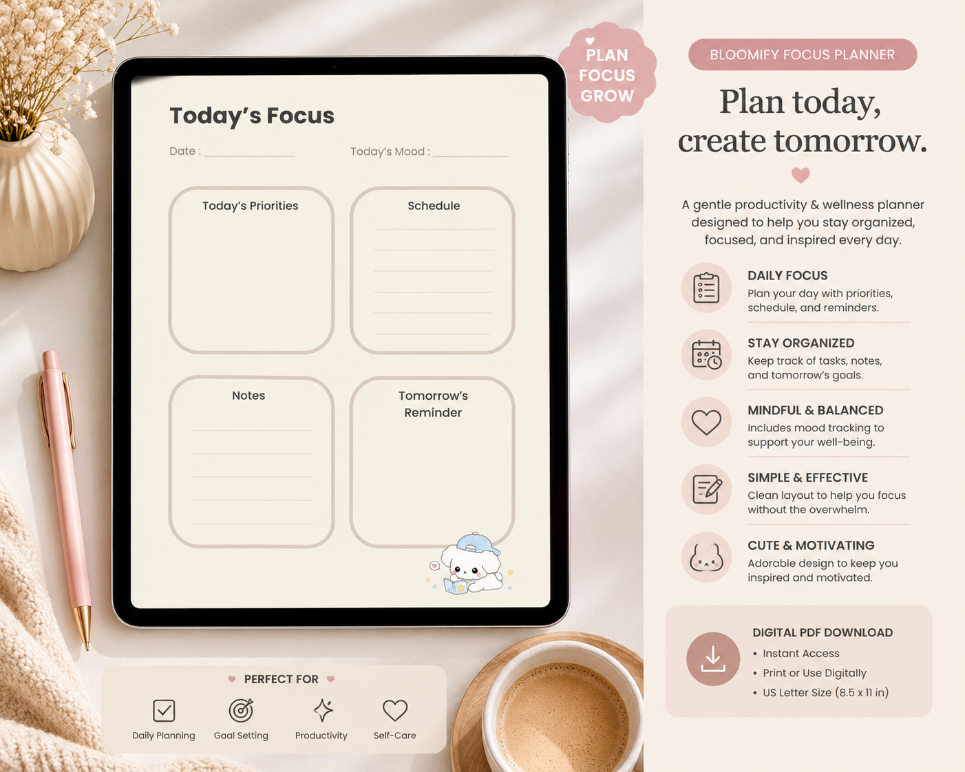 Bloomify Focus Planner (Digital PDF)